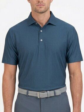 Hickey Freeman Men’s Golf Polo size L Blue Geometric Stretch Performance NWT